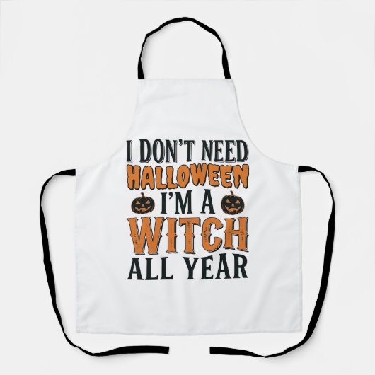 Grappige Heks Jaarrond Halloween Typografie Ontwer Schort (Voorkant)