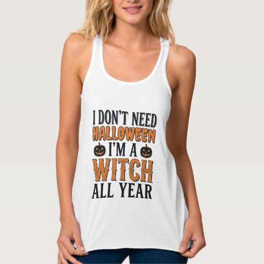 Grappige Heks Jaarrond Halloween Typografie Ontwer Tanktop (Voorkant)