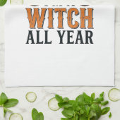 Grappige Heks Jaarrond Halloween Typografie Ontwer Theedoek (Gevouwen)
