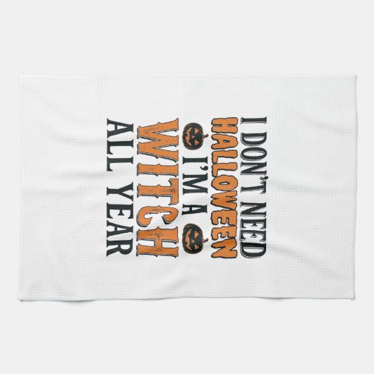 Grappige Heks Jaarrond Halloween Typografie Ontwer Theedoek (Horizontaal)
