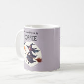 Grappige Heks Paarse Halloween Koffiemok (Voorkant links)