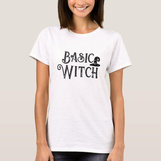 Grappige heks Pun Basic heks Happy Halloween T-shirt (Voorkant)