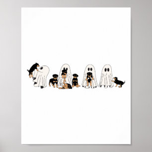 Grappige heks Rottweiler Dog Ghosts in de hal van Poster