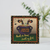 Grappige heks ruik mijn voeten halloween inspirati feestdagenkaart (Staand voorkant)