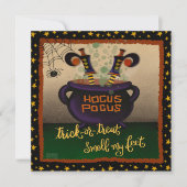 Grappige heks ruik mijn voeten halloween inspirati feestdagenkaart (Voorkant)