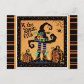 Grappige heks schoen past citaat Halloween Briefkaart (Voorkant)