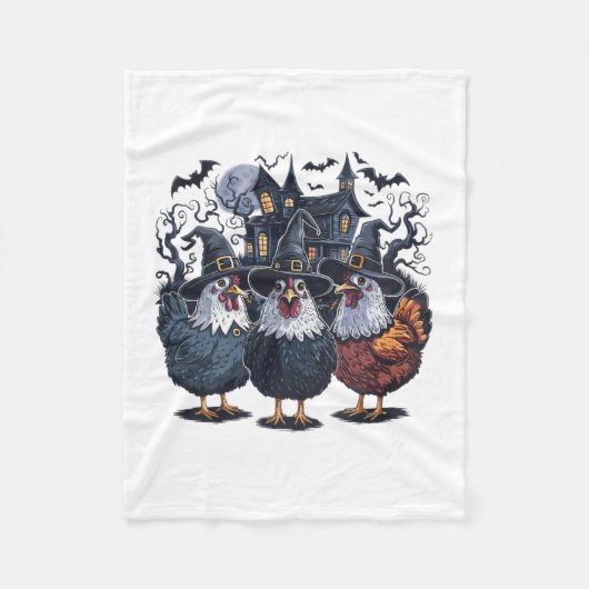 Grappige heks Spooky Chicken Halloween Fleece Deken (Voorkant)