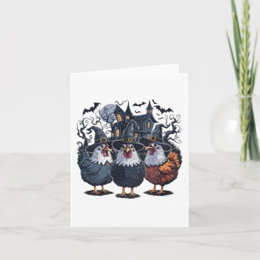 Grappige heks Spooky Chicken Halloween Kaart (Voorkant)