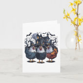 Grappige heks Spooky Chicken Halloween Kaart (Gele Bloem)