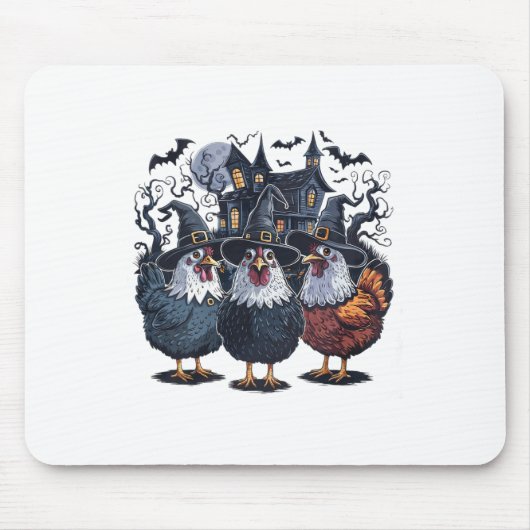 Grappige heks Spooky Chicken Halloween Muismat (Voorkant)
