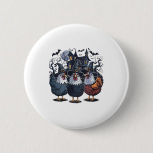 Grappige heks Spooky Chicken Halloween Ronde Button 5,7 Cm
