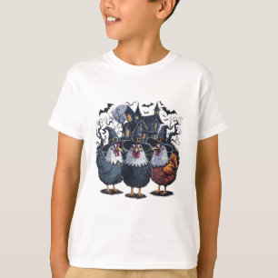 Grappige heks Spooky Chicken Halloween T-shirt