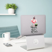 Grappige Heks, Stoor Mijn Feest Niet Halloween Sticker (Laptop op bureau)