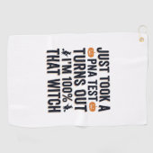 Grappige Heks Test Halloween Citaat Vector Design_ Golfhanddoek (Horizontaal)