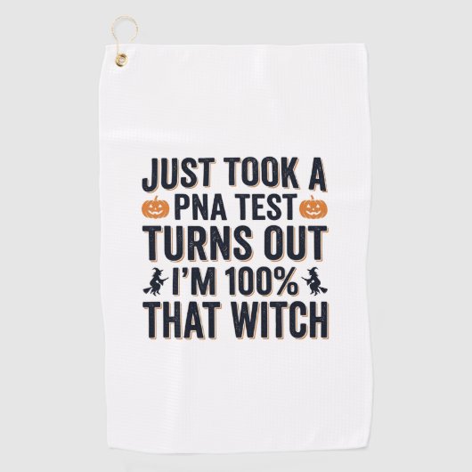 Grappige Heks Test Halloween Citaat Vector Design_ Golfhanddoek (Voorkant)