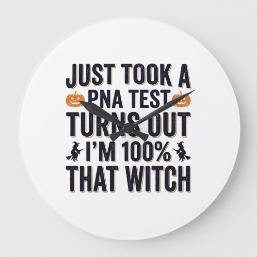 Grappige Heks Test Halloween Citaat Vector Design_ Grote Klok (Voorkant)