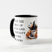 Grappige heks thema Oranje zwarte pompoen Hallowee Mok (Voorkant links)