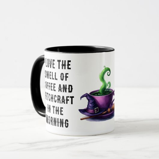 Grappige heks thema Paarse groene en zwarte Hallow Mok (Voorkant links)