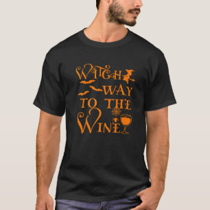 Grappige heks weg naar de wijn gelukkig Halloween T-shirt