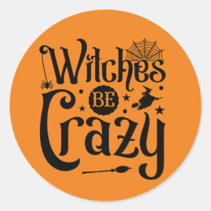 Grappige heksen gekke woordkunst Halloween Ronde Sticker