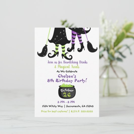 Grappige heksen moderne heks Halloween verjaardag Kaart (Staand voorkant)
