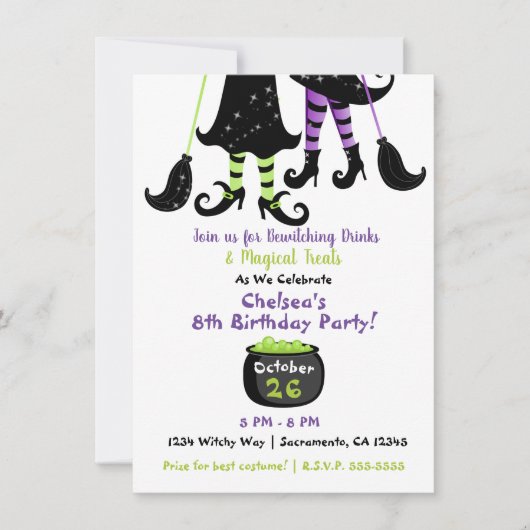 Grappige heksen moderne heks Halloween verjaardag Kaart (Voorkant)