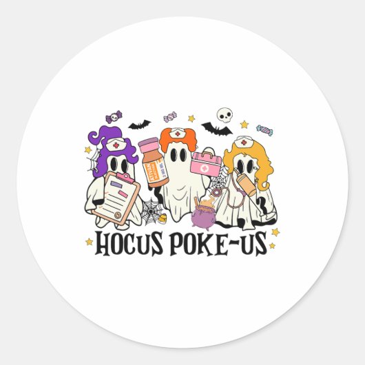 Grappige heksen verpleegster Spooky verpleegster k Ronde Sticker (Voorkant)
