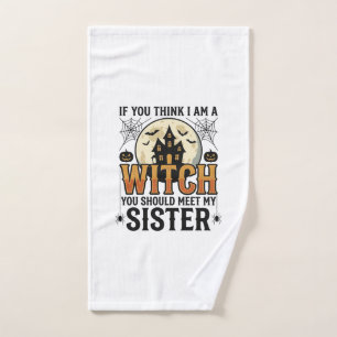 Grappige Heksen Zuster Halloween Vintage Grafisch_ Handdoek