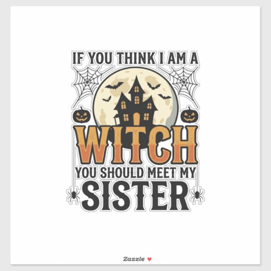 Grappige Heksen Zuster Halloween Vintage Grafisch_ Sticker (Vel)