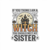 Grappige Heksen Zuster Halloween Vintage Grafisch_ Sticker (Voorkant)
