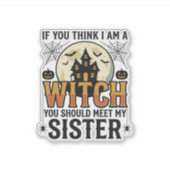 Grappige Heksen Zuster Halloween Vintage Grafisch_ Sticker (Voorkant)
