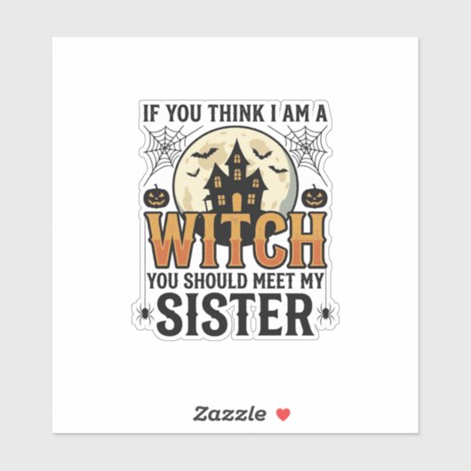 Grappige Heksen Zuster Halloween Vintage Grafisch_ Sticker (Vel)