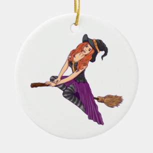 Grappige heksenachtige vibes Halloween vrouwen mei Keramisch Ornament