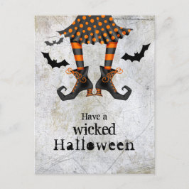 Grappige heksenbenen Wicked Halloween Briefkaart