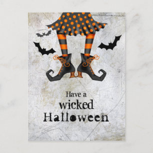 Grappige heksenbenen Wicked Halloween Briefkaart