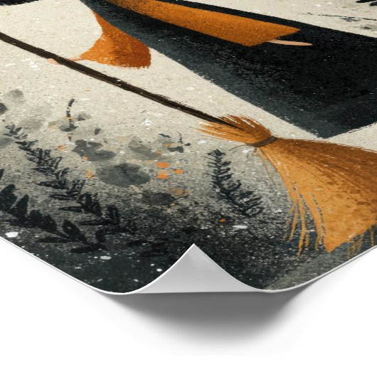 Grappige Heksenillustratie Halloween Nursery Poster (Hoek)