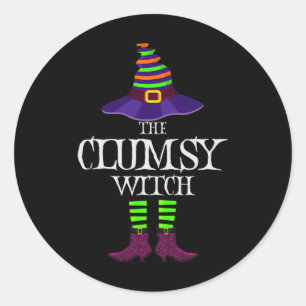 Grappige heksenmagie van Halloween Matching Group Ronde Sticker