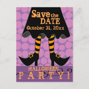 Grappige heksenpoten Halloween Party Save the Date Uitnodiging Briefkaart