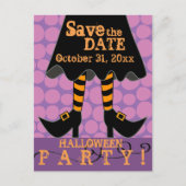 Grappige heksenpoten Halloween Party Save the Date Uitnodiging Briefkaart (Voorkant)