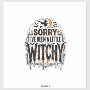 Grappige Hekserige Halloween Vintage Gravure Shirt Sticker