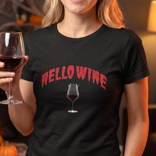 Grappige Hello Wine - Duivelse Halloween Grappen T-shirt