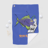 Grappige hengelaarvis cartoon golfhanddoek (Insitu)