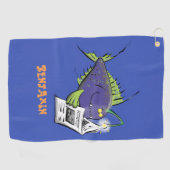 Grappige hengelaarvis cartoon golfhanddoek (Horizontaal)