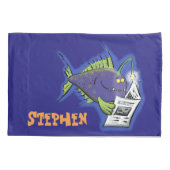 Grappige hengelaarvis cartoon kussensloop (Achterkant)