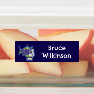 Grappige hengelvis cartoon gepersonaliseerd labels