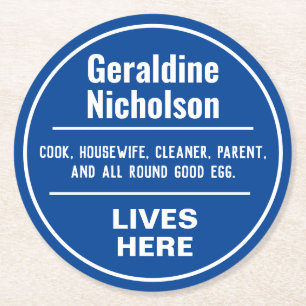 Grappige herdenkingsmuur plaque ronde kartonnen onderzetter
