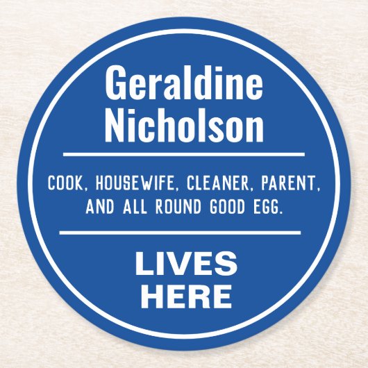 Grappige herdenkingsmuur plaque ronde kartonnen onderzetter (Voorkant)