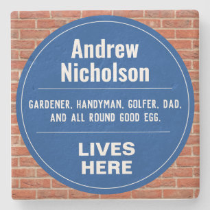 Grappige herdenkingsmuur plaque stenen onderzetter