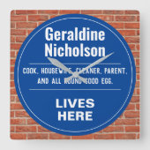 Grappige herdenkingsmuur plaque vierkante klok (Voorkant)