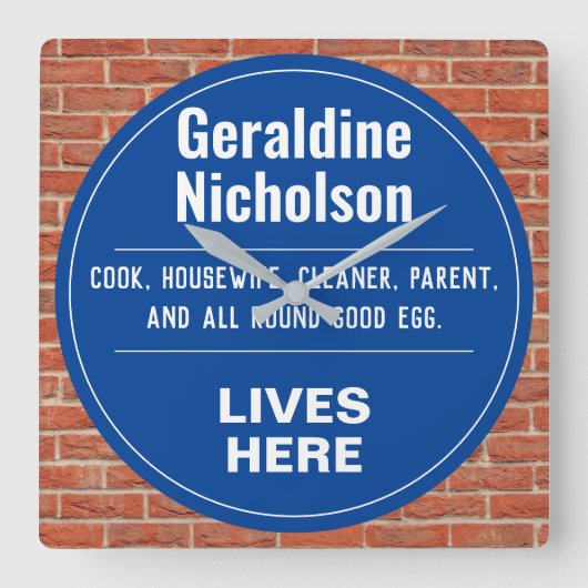 Grappige herdenkingsmuur plaque vierkante klok (Voorkant)